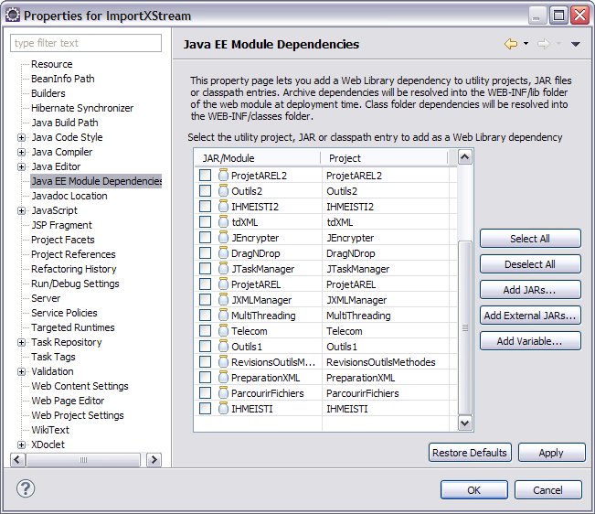 Java EE Module Dependencies